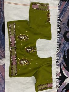Olive sequinned blouse