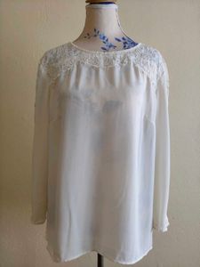 Elegant  off - White Lace Top