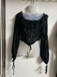 Gothic Lace-Up Long Sleeve Top