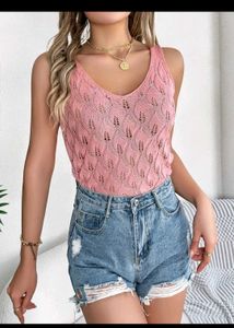 NewMe Pink Scoop Neck Solid Tank Top