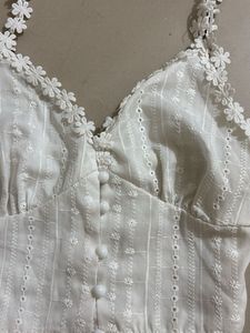 Floral Embroidered White Crop Top