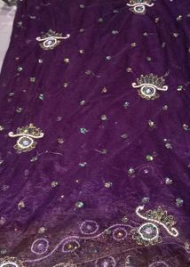 Embroidered Saree Dark Wine Colour