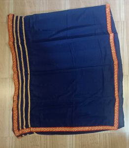 Elegant Navy Blue Saree without blouse