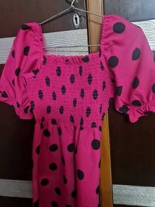 Zudio Pink Polka Dot Dress 11-12 Yrs