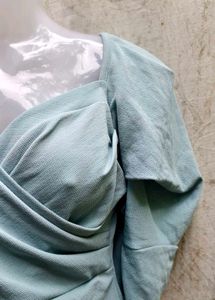 Aqua Puff Sleeve Top