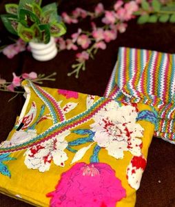 Floral Angrakha Style Pure Cotton Kurta With Pants