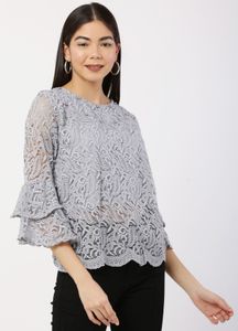Party Self Design Women Grey Top