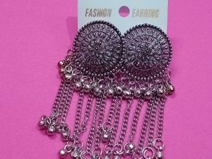 Boho Silver Drop Earrings Combo Of 2