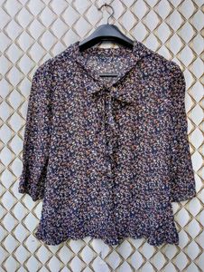 New With Tag Floral Bow Korean Top