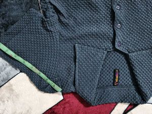 textured grey shirt - jacket crop top