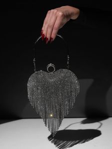 Heart Shape Tessel Rhinestone Clutch