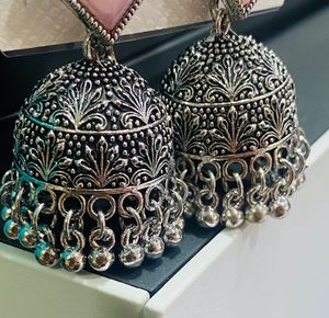 Pink Jhumka Earrings