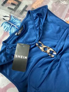 Shein Navy blue Chain Halter Top