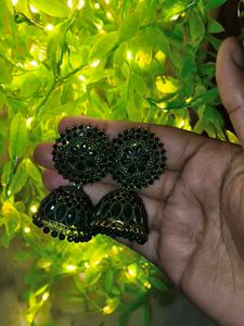 Green Jhumka Earrings