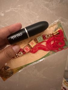 Red Lipstick & Rakhi Combo