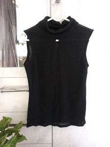 Black Sleeveless Mesh Top - Size S