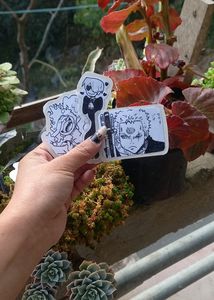 3 Manga Style Stickers+ 1 Anime Character Sketch