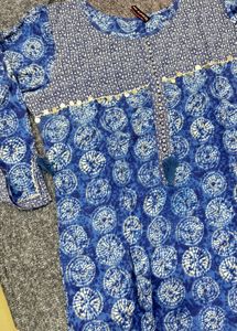 Ethnic Block Print Blue Suit