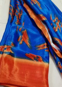 Blue &amp; Orange Shibori Silk Saree