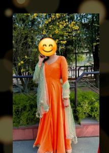 Elegant Orange Anarkali Dress