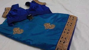 Royal Blue Embroidered Saree