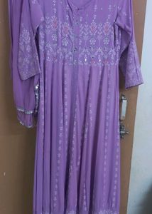 Lavender Anarkali 3 PC Suit