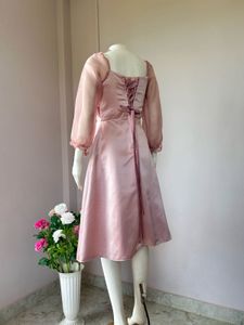 Pink Satin Midi Gown