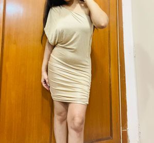 Golden One Shoulder Mini Dress