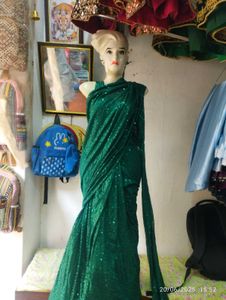 Green Sequin Saree