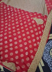 Gorgeous Red&amp; Gold Embroidered Banarasi Saree