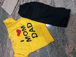 I Love Mom Dad Kids Tshirt Pant Set