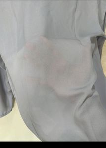 Shein Gray Tie-Neck Blouse
