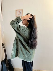 Trendy Green Corduroy Jacket