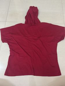 Burgundy Short Sleeve Hoodie