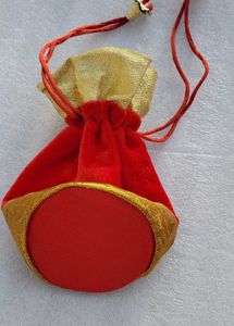 Price DropVelvet Red Wedding Potli With Golden Lac