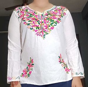 Embroidered White Tunic Top