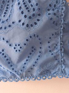 Blue Schffli Crop Top