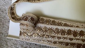 Golden Biege Sequin Designer Lace Border Clearance