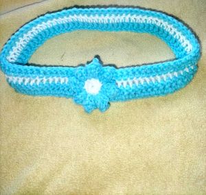 Crochet Flower Headband - Baby Blue