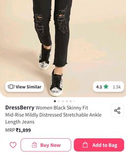 Distressed Black Denim Jeans