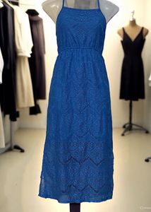 Pintrest Chochet Blue Lace Midi Dress