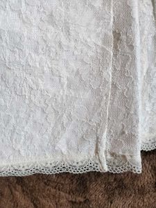 White Denim Lace Skirt