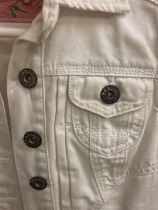White denim Jacket, Sleeveless, Size 8