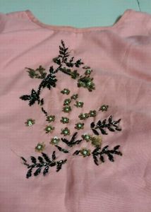 Embroidered Peach Kurti