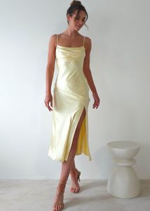 H&amp;M Butter Yellow Silk Dress