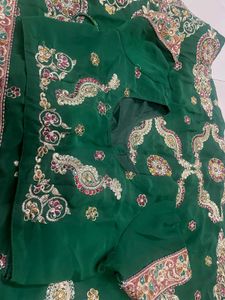 Emerald Green Embroidered Fabric