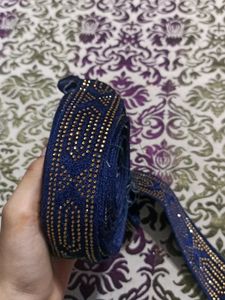 Navy Blue Velvet Stone Lace