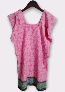 Pink Paisley Print Dress Cap Sleeves (Woman)