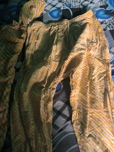 Yellow &amp; White Striped Kurti