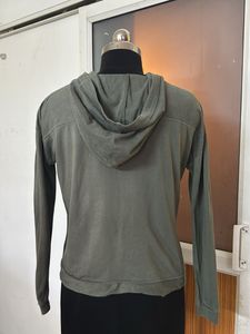 AJIO Olive Green Hoodie Top